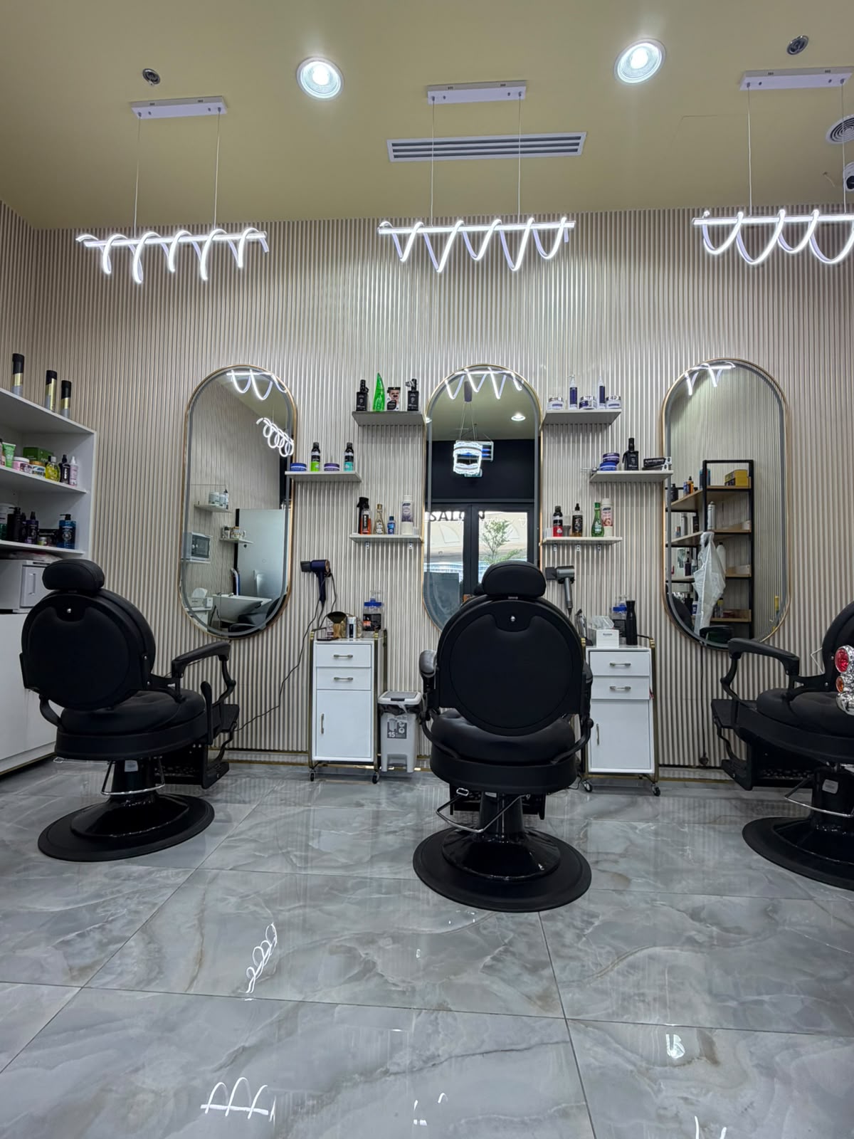 Haircutting area at Pro Look Gents Salon Business Bay